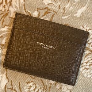 Brand New Saint Laurent Olive Green/Brown Credit Card Holder / Wallet